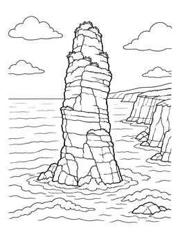 Free printable Towering Sea Stack By Coastal Cliffs coloring page