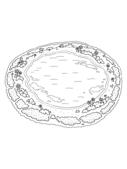Free printable Tropical Coral Atoll And Lagoon coloring page
