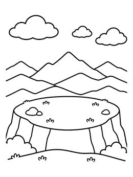Free printable Wide Plateau And Mountain Landscape coloring page