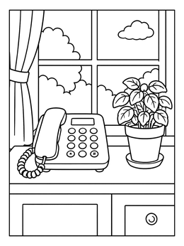 Free printable Landline Phone By Window Sill coloring page
