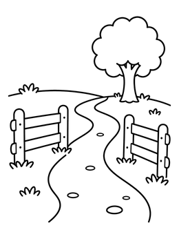 Free printable Country Path And Wooden Fences coloring page