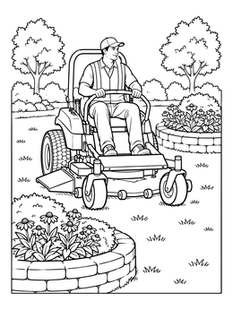 Free printable Landscaper On Zero Turn Mower coloring page