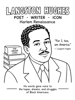 Free printable Langston Hughes Harlem Renaissance Portrait coloring page