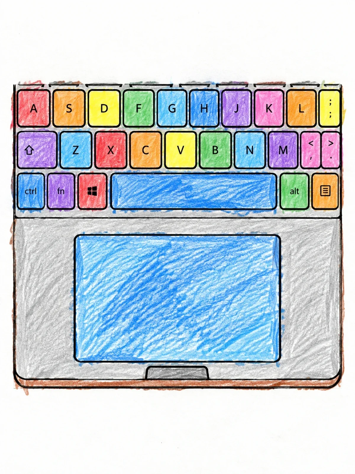 Colored example of the Laptop Keyboard And Trackpad Closeup coloring page