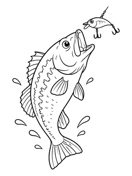 Free printable Largemouth Bass Leaping For Lure coloring page