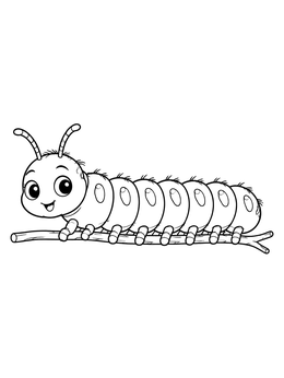 Free printable Cute Caterpillar On A Branch coloring page