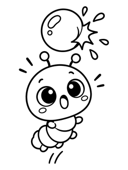 Free printable Surprised Little Caterpillar And Bubble coloring page