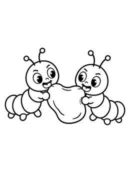 Free printable Two Caterpillars Sharing Chewing Gum coloring page