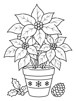 Free printable Festive Christmas Poinsettia In Pot coloring page