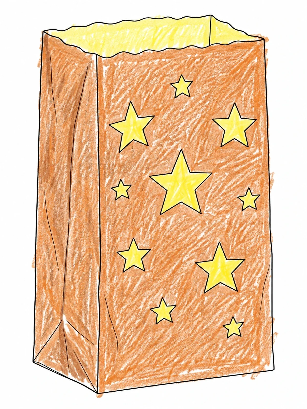 Colored example of the Luminaria Paper Lantern With Stars coloring page