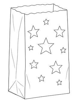 A festive luminaria lantern on this las posadas coloring page.