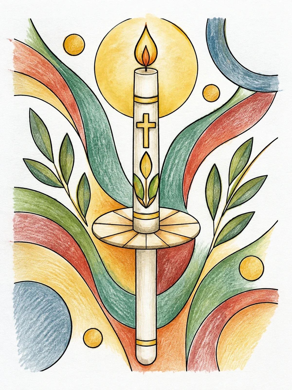 Colored example of the Las Posadas Procession Candle coloring page
