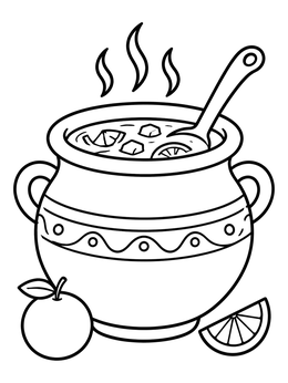 Free printable Warm Mexican Fruit Punch Pot coloring page