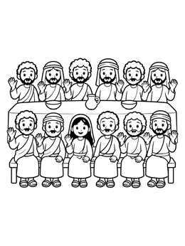 Free printable Apostles Waving At The Table coloring page