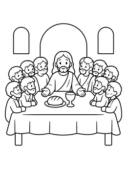 Free printable The Last Supper With Disciples coloring page
