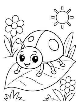 Free printable Cute Ladybug On A Leaf coloring page