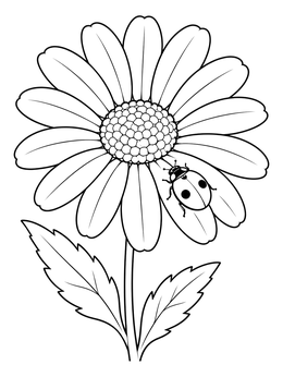 Free printable Ladybug On A Blooming Daisy coloring page