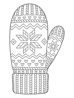 Free printable Traditional Patterned Knit Mitten coloring page