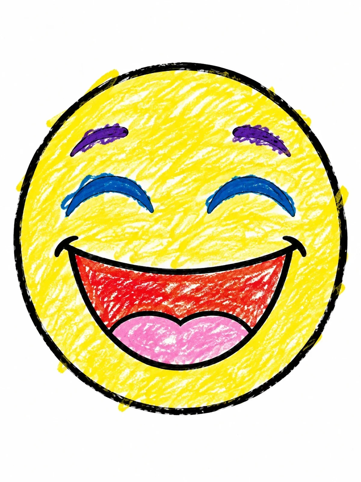 Colored example of the Cheerful Laughing Smiley Face coloring page