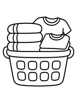 Free printable Laundry Basket With Folded Clothes coloring page