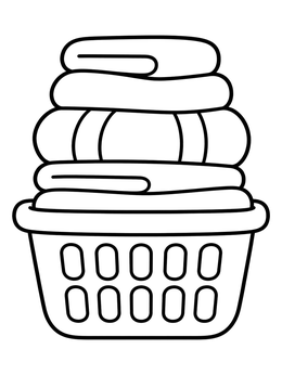 Free printable Laundry Basket Full Of Folded Towels coloring page