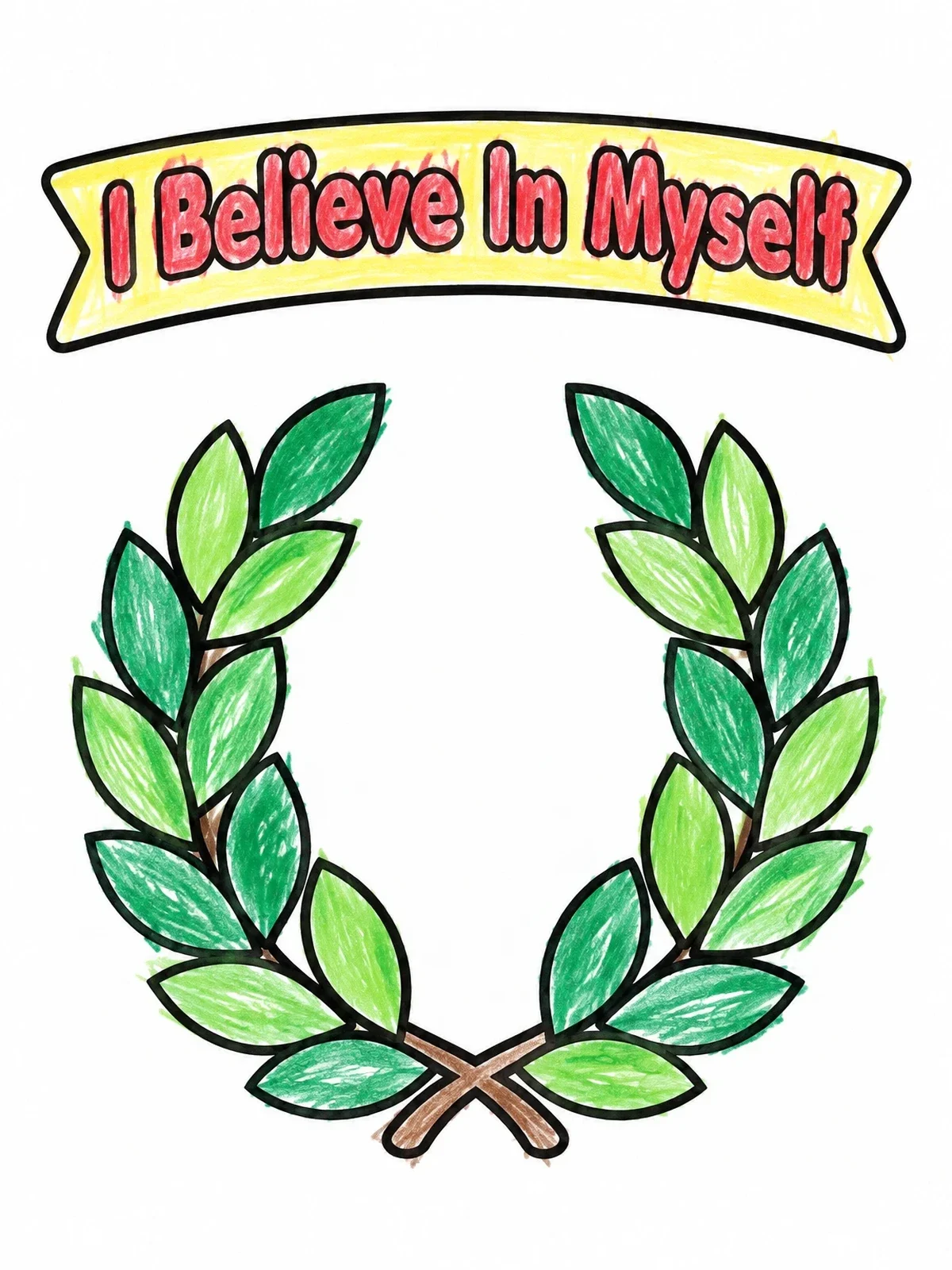 Colored example of the Laurel Wreath With Inspiring Banner coloring page
