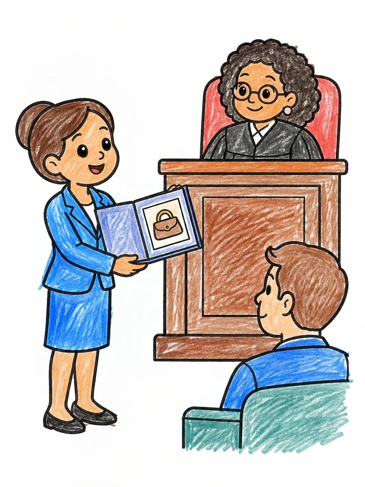Colored example of the Lawyer Presenting Evidence To The Judge coloring page