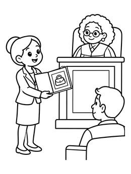 Free printable Lawyer Presenting Evidence To The Judge coloring page