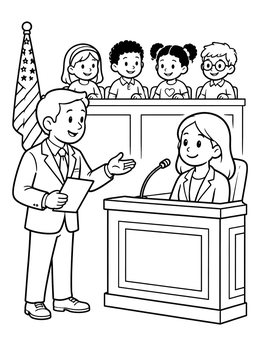 Free printable Lawyer Questioning Witness In Court coloring page