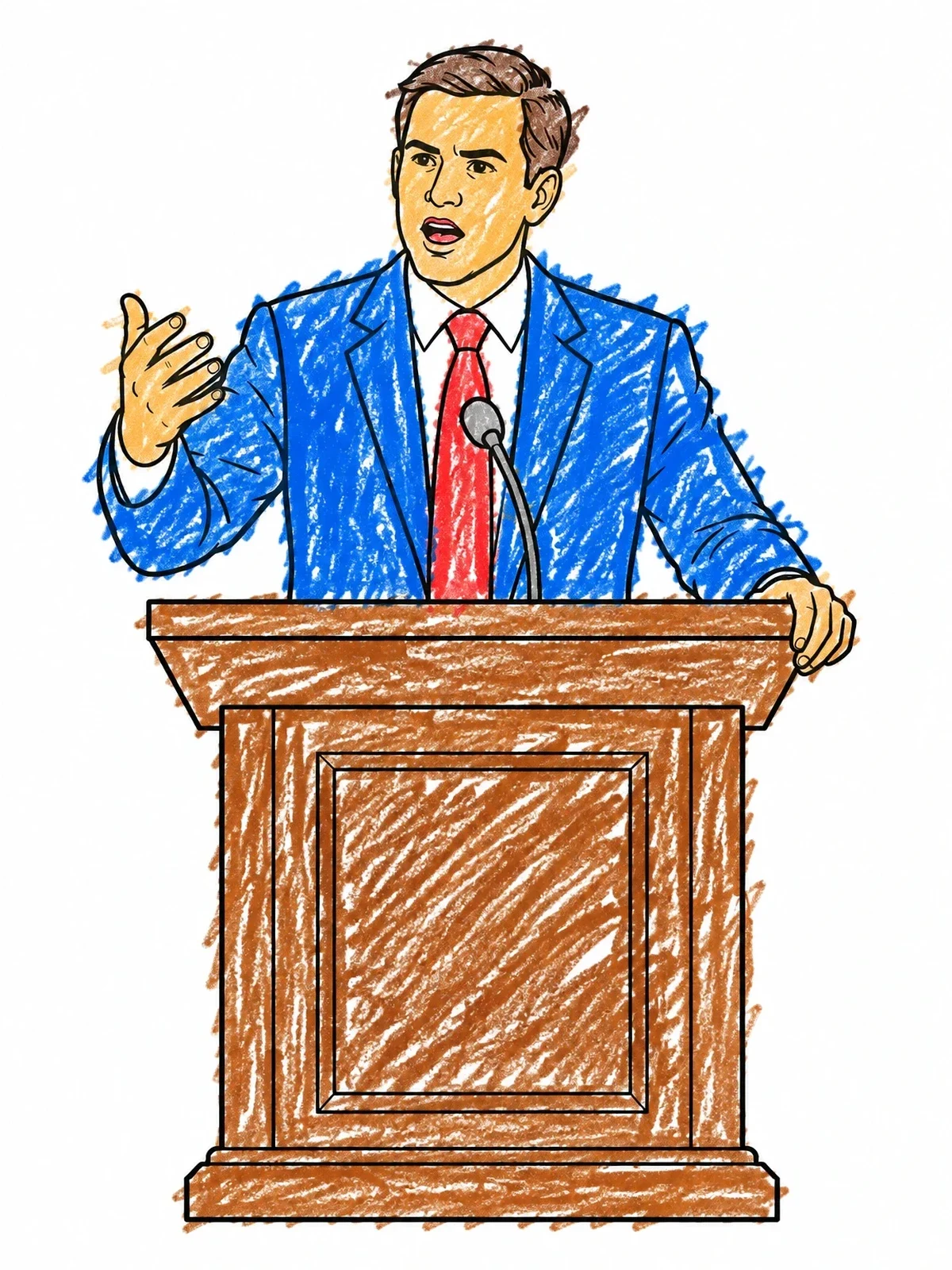 Colored example of the Lawyer Speaking At Podium coloring page