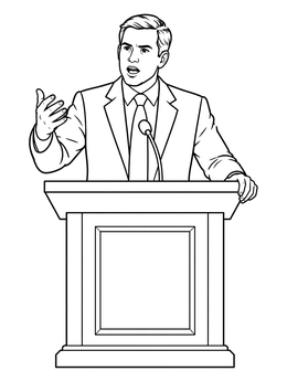 Free printable Lawyer Speaking At Podium coloring page