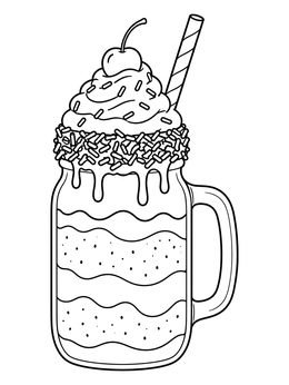Free printable Layered Mason Jar Milkshake Delight coloring page