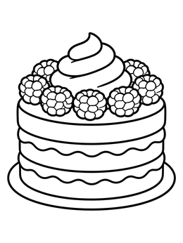 Free printable Layered Raspberry Cream Cake coloring page