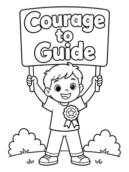 Free printable Boy Holding Courage To Guide Sign coloring page