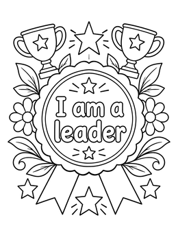 Free printable I Am A Leader Award Ribbon coloring page