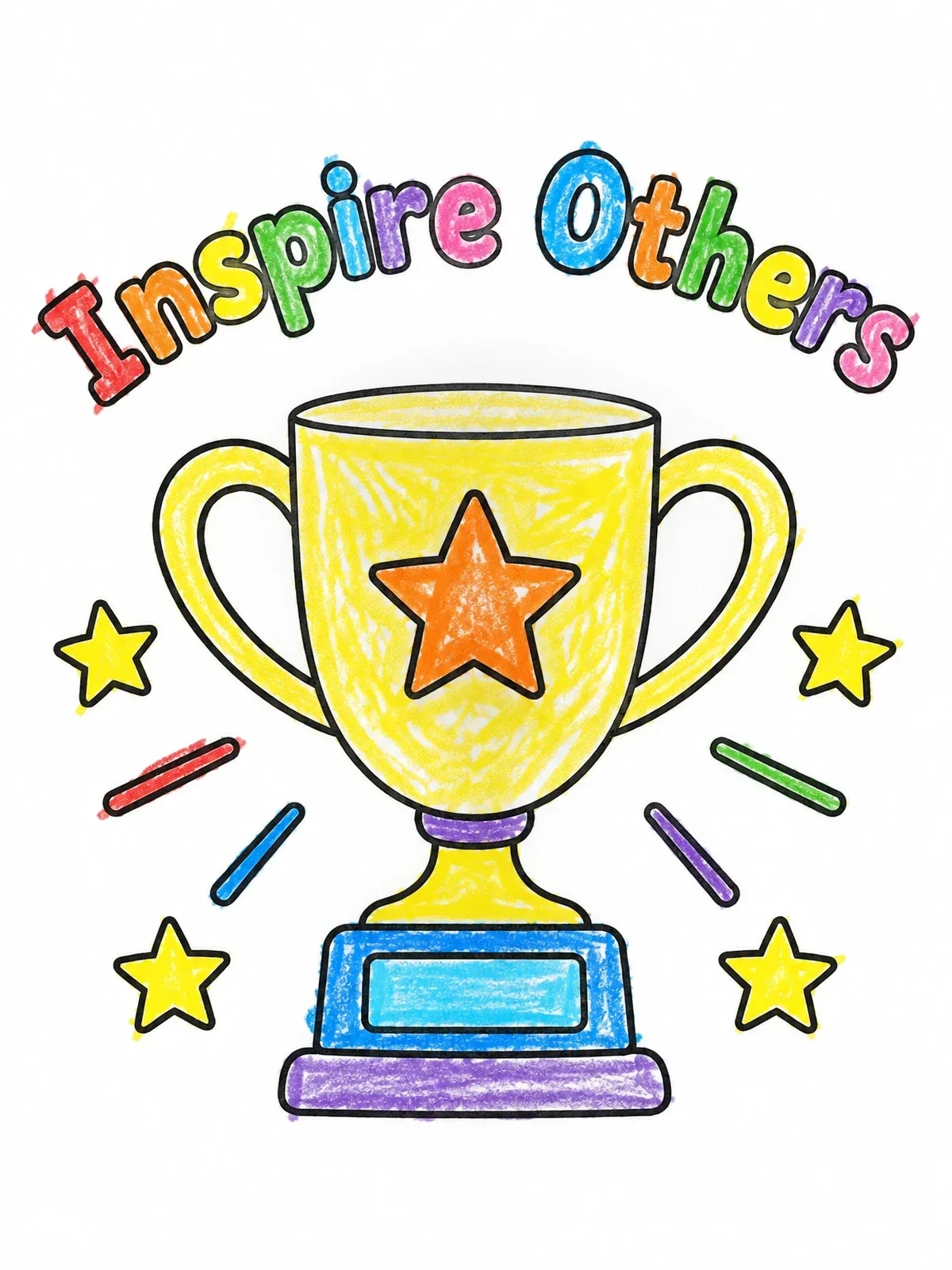 Colored example of the Inspire Others Trophy With Stars coloring page
