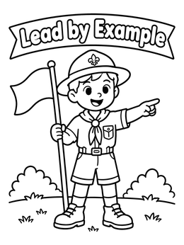 Free printable Scout Leader Guiding The Way coloring page