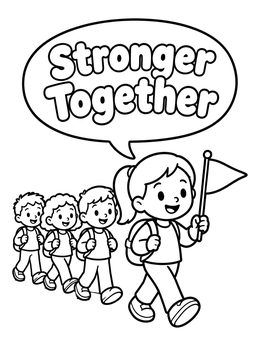 Free printable Student Line Leader With Flag coloring page