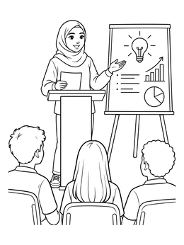 Free printable Student Giving A Presentation To Classmates coloring page