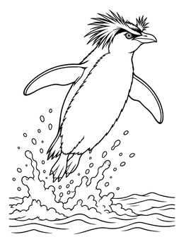 Free printable Leaping Rockhopper Penguin coloring page