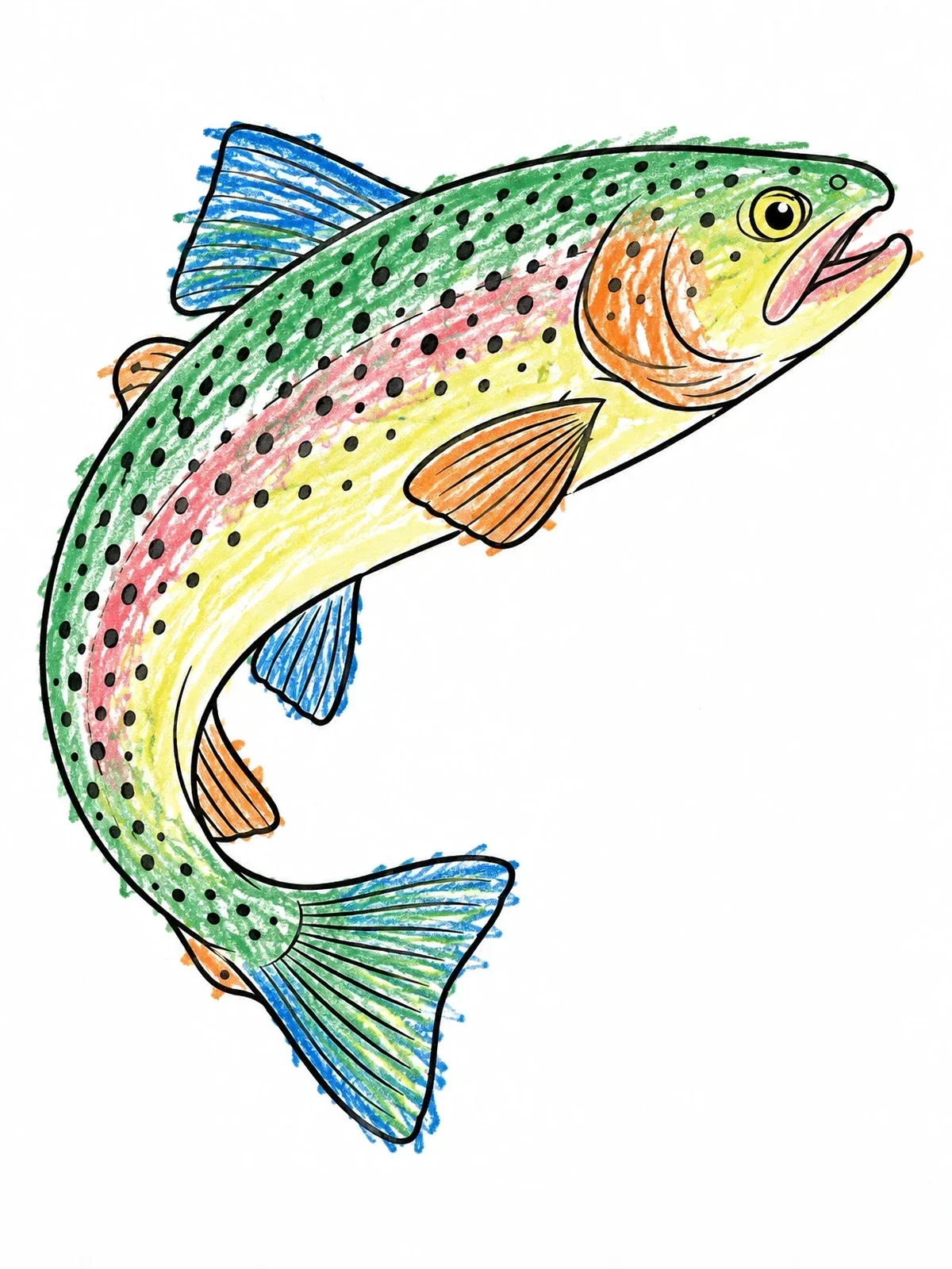 Colored example of the Leaping Spotted Trout coloring page