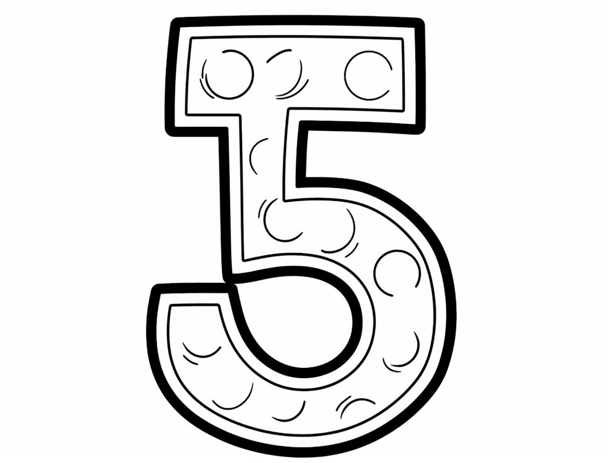 Learning Number 5 Through Coloring - Coloring Page