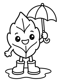 Free printable Cute Autumn Leaf In Rain Boots coloring page