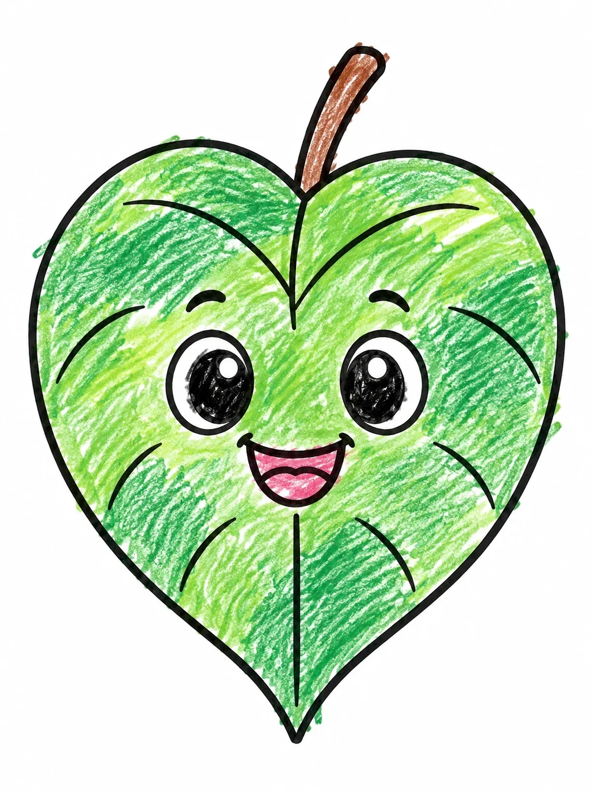 Colored example of the Cute Heart Shaped Catalpa Leaf coloring page