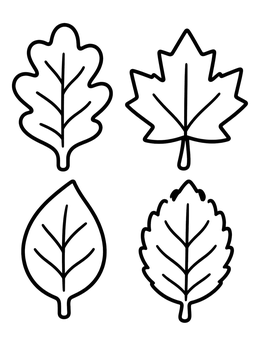 Free printable Four Simple Tree Leaf Outlines coloring page