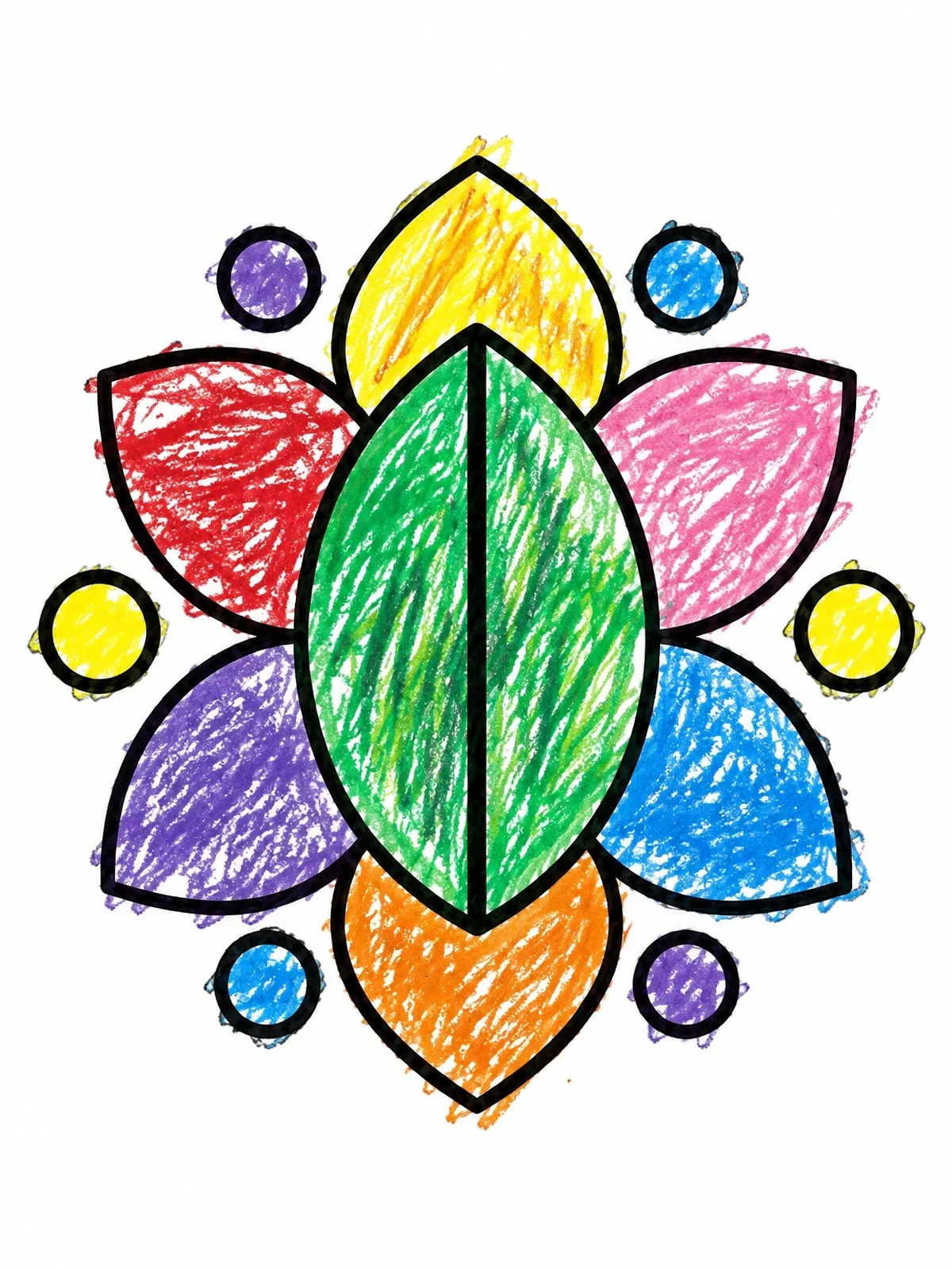 Colored example of the Geometric Leaf Pattern coloring page