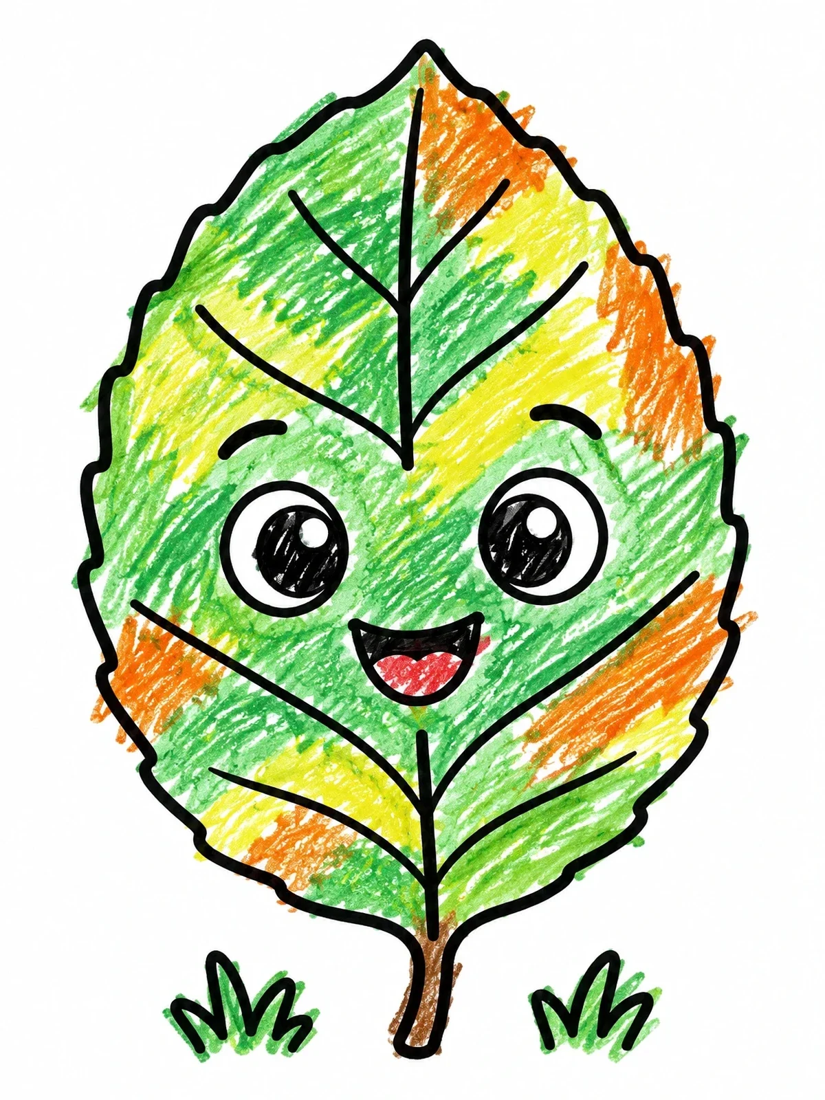 Colored example of the Happy Little Beech Leaf coloring page