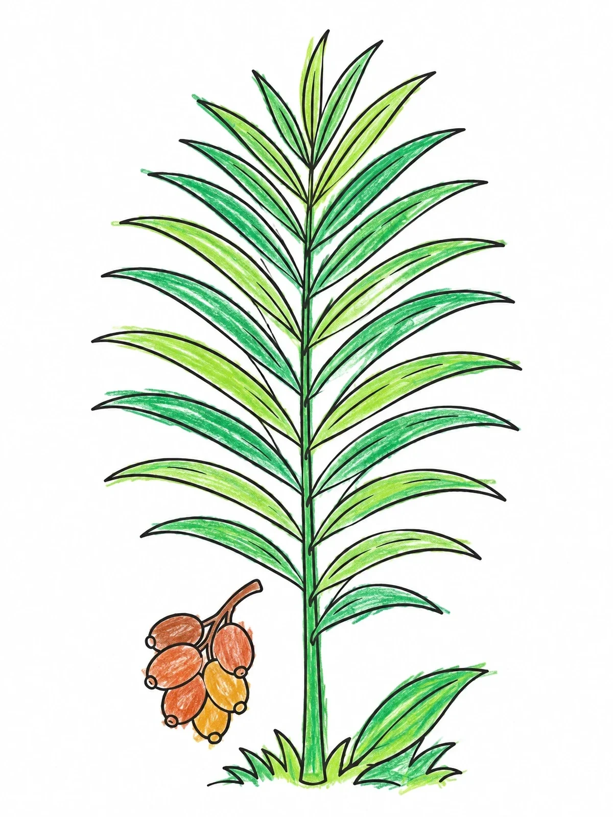 Colored example of the Palm Frond With Dates coloring page