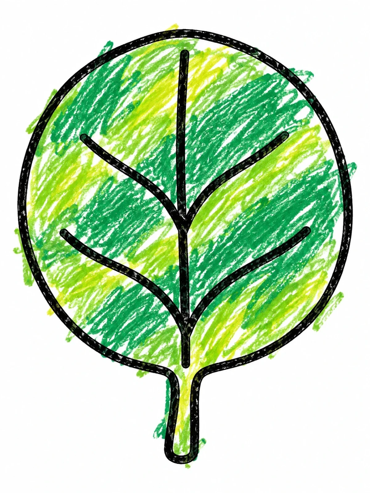 Colored example of the Simple Round Eucalyptus Leaf coloring page