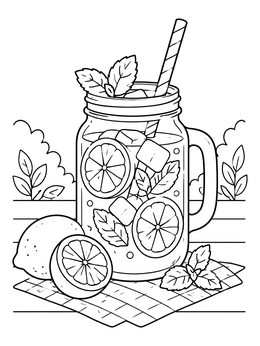 Free printable Fresh Lemonade In Mason Jar coloring page